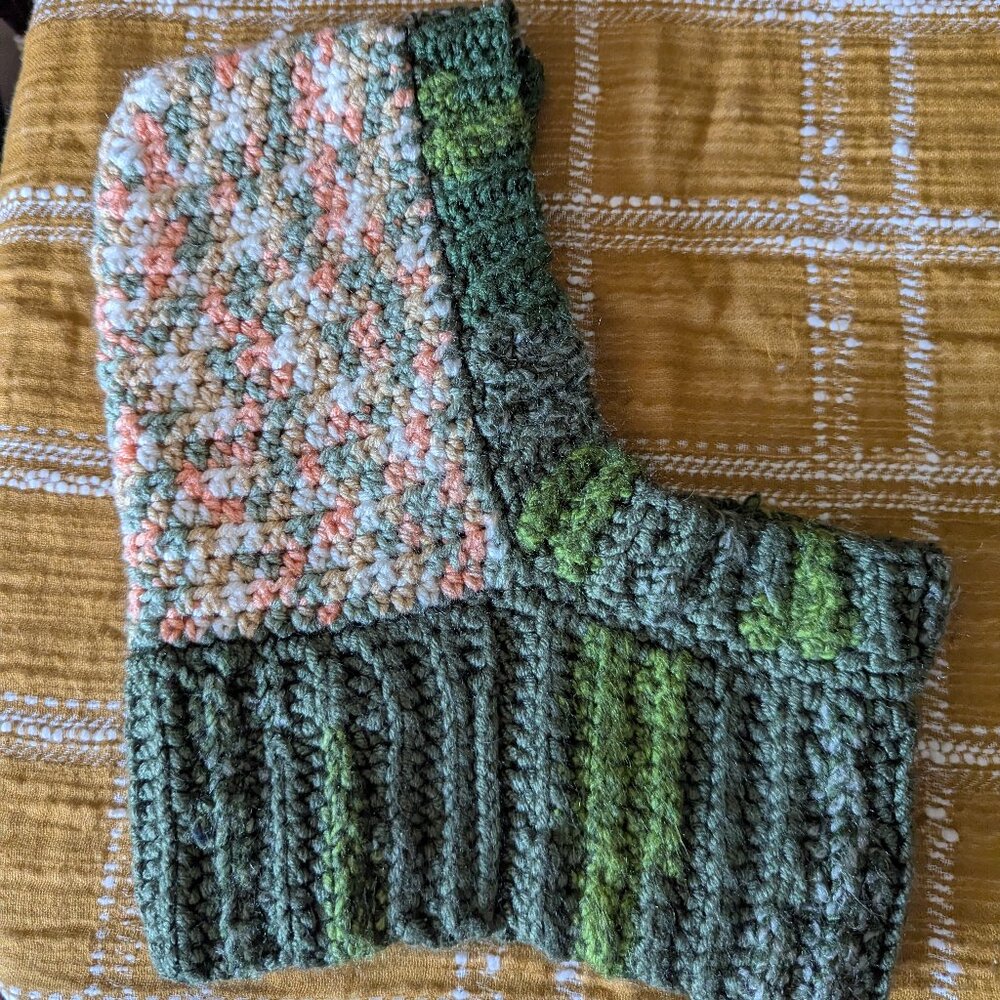 Handmade pink and green Crochet Balaclava